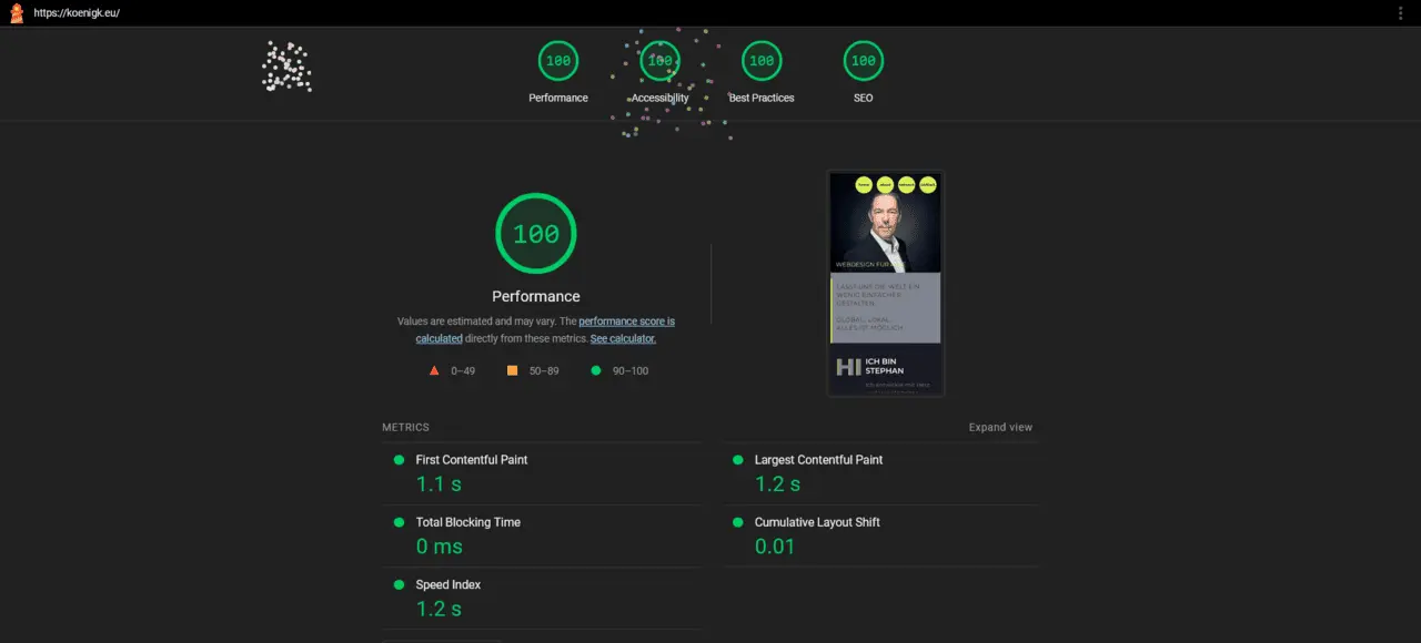 zum Live-Performancetest von Google (Lighthouse-Test)