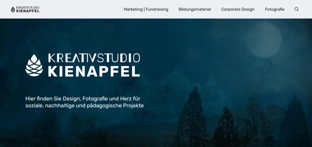 Ansicht Startseite Website von Sarah