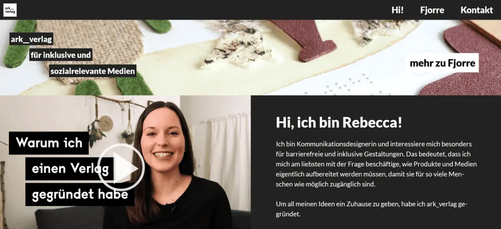 Startseite Website ark_verlag von Rebecca